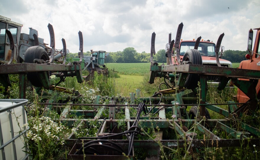 Decades-old equipment and parts are scattered throughout Kellogg Family Farms.