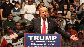 Donald Trump speaks at a rally in February 2016.