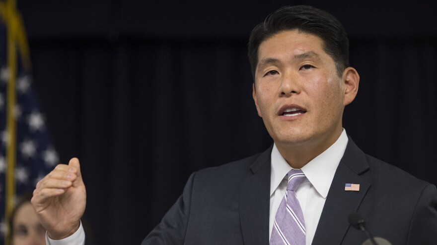 Robert Hur speaks in 2018 when he was the U.S. attorney in Maryland. On Thursday he was appointed by Attorney General Merrick Garland as special counsel to investigate whether President Biden improperly handled classified documents.