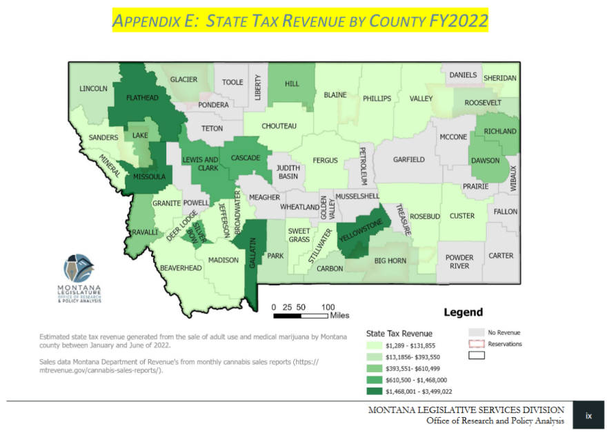 A map titled State Tax Revenue by County FY2022.