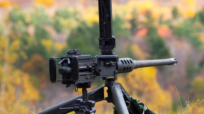 The M2A1 .50 caliber machine gun, informally known as “Ma Deuce” has an effective range of 2,000 yards and a maximum effective range of 2,200 yards when fired from a tripod.