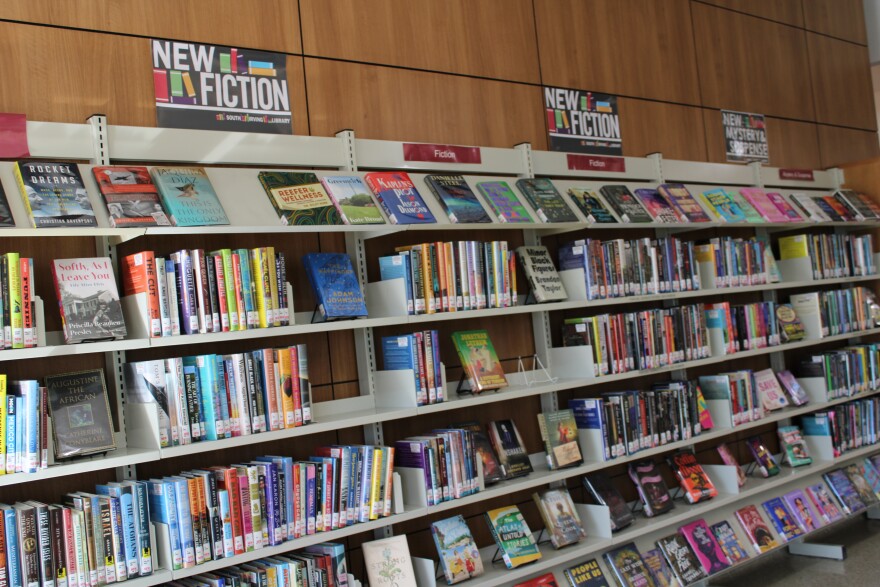 A book display at the South Irving Library, January 14, 2026.