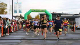 Racers set out on the Kenai River Marathon from the Kenai Chamber of Commerce and Visitor Center in Kenai, Alaska, on Sunday, Sept. 27, 2026.