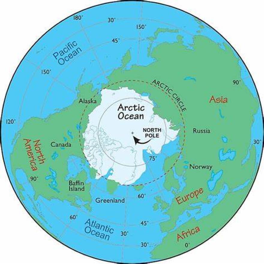 Global Arctic map.