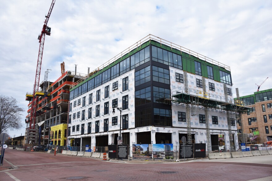 an apartment building in the midst of construction 