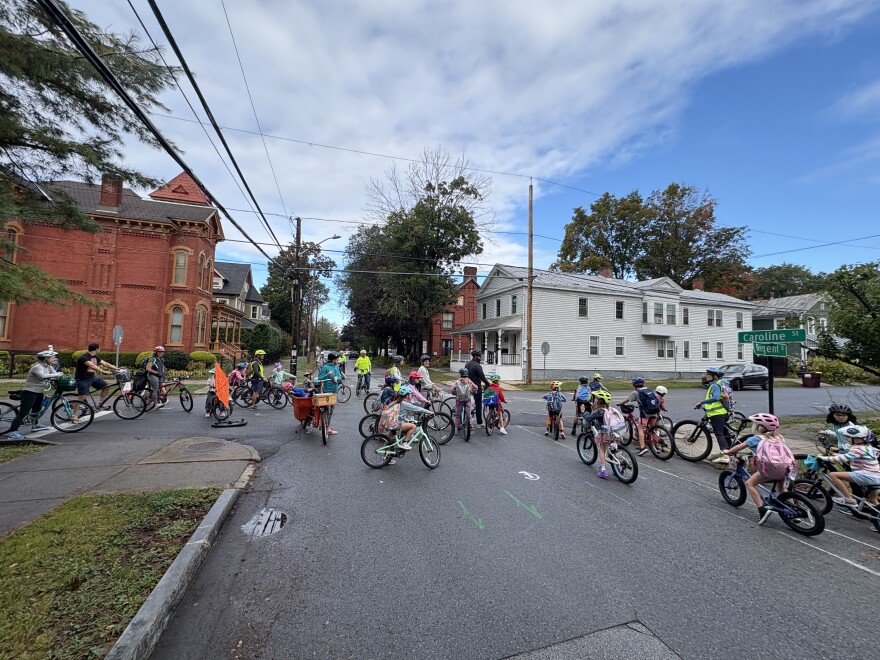 Nearly 60 kids and parents bike to school each Friday in Saratoga Springs