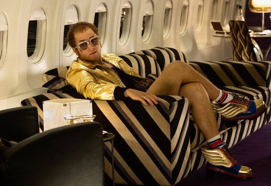 Taron Egerton as Elton John in <em>Rocketman</em>.