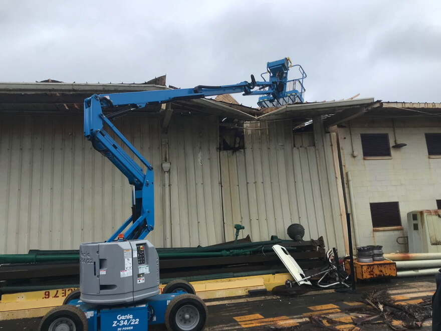 A roof was damaged at the Hawaiʻi Department of Transportation's base yard in Līhuʻe on Kauaʻi. It's not expected to impact operations.