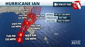 Hurricane Ian forecast track as of Sept. 27 at 8 p.m. 
