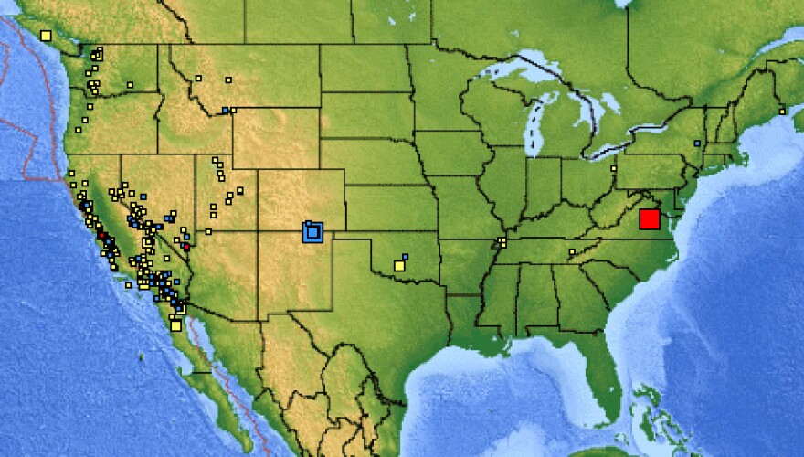 USGS image showing the location of the earthquake.