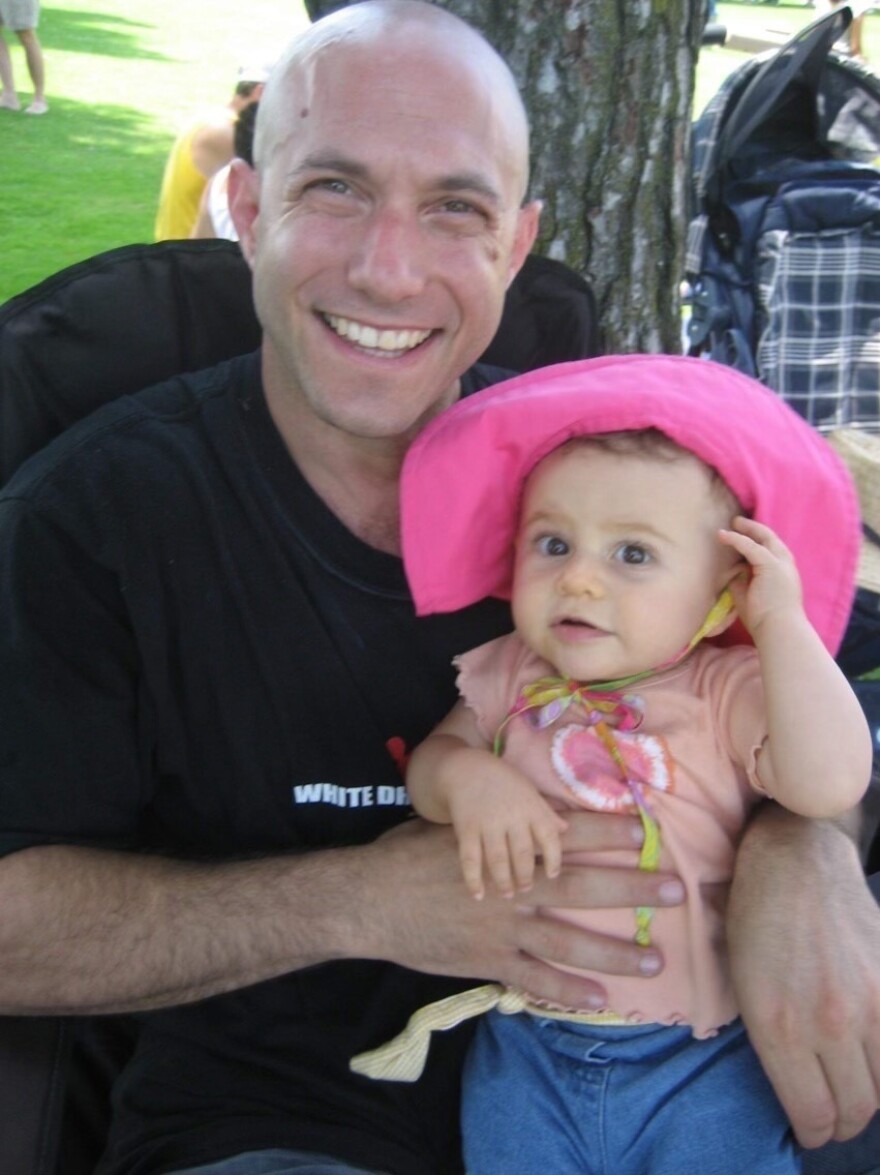 Jeremy Richman celebrates his first Father's Day with his daughter Avielle in 2007. Avielle was killed in the Sandy Hook Elementary School shooting in 2012. Richman died by suicide in 2019, overcome by grief.