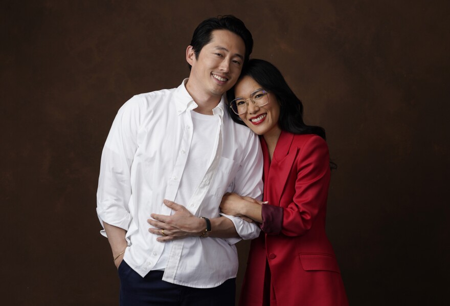 Ali Wong, right, and Steven Yeun, the co-stars of the Netflix series 'Beef,' pose together for a portrait, Tuesday, March 28, 2023, at the London Hotel in West Hollywood, Calif.