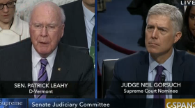 U.S. Sen. Patrick Leahy of Vermont questions Neil Gorsuch during a Supreme Court confirmation hearing on March 21, 2017.