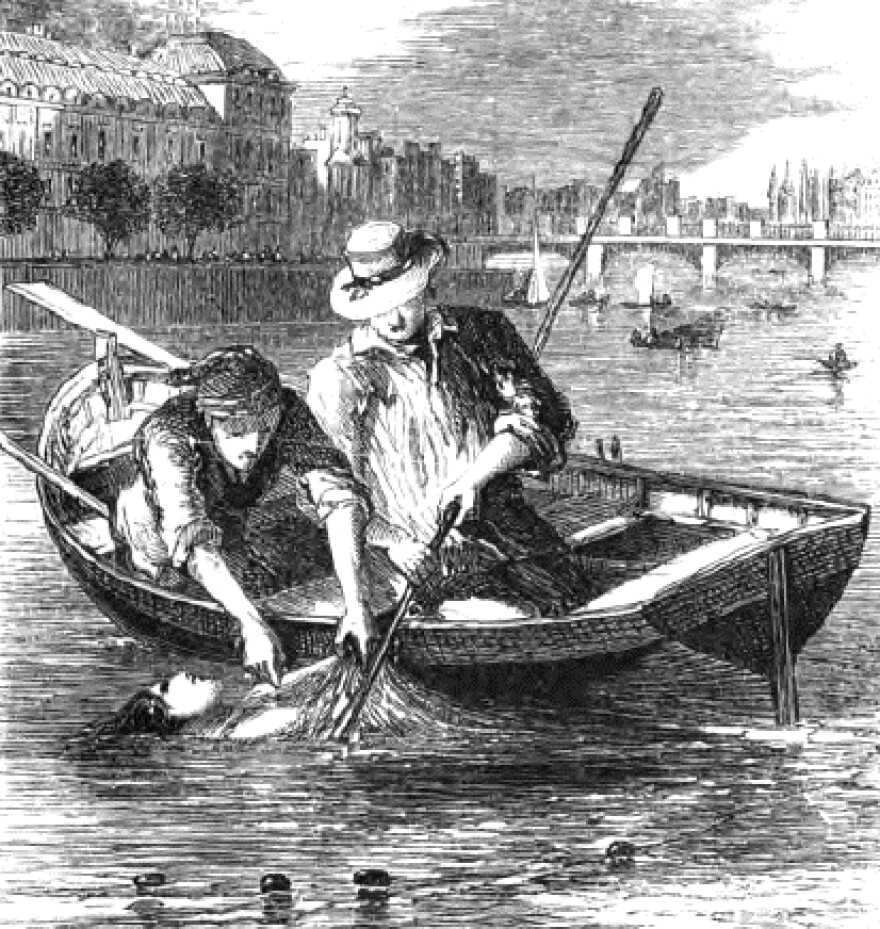 Illustration from an 1852 edition of Poe's \"The Mystery of Marie Roget\"