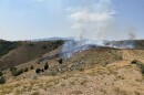 The West Echo Fire burns in the hills west of Echo Reservoir and Interstate 80 in northern Summit County on Aug. 7, 2026.