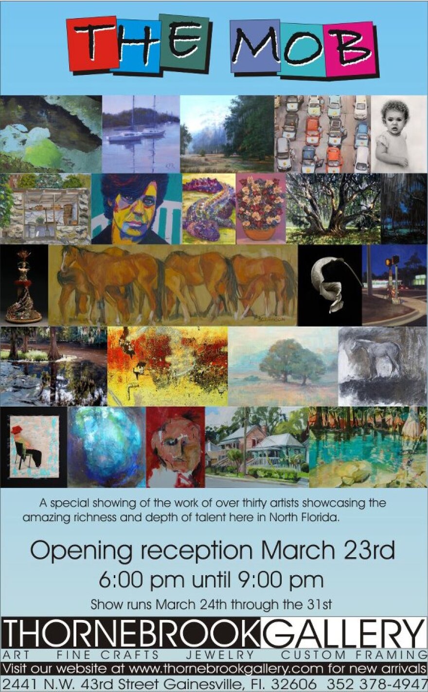 "The Mob" features the work of 40 Gainesville artists at Thornebrook Gallery (photo courtesy of Thornebrook Gallery)