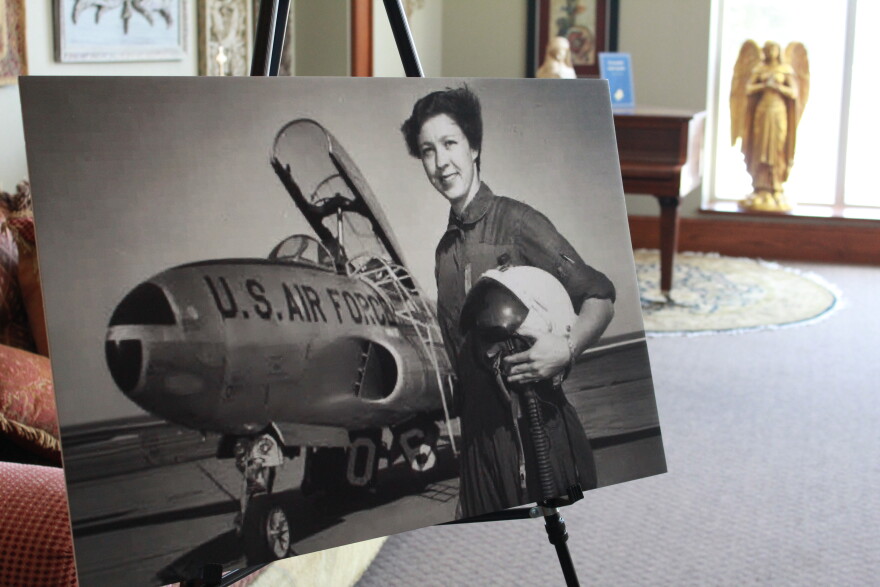 A printed photo of a young Funk, who took her first flying lesson in 1948 at nine years old. September 1, 2026.