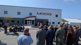 Company leaders and dignitaries cut the ribbon on the new $150 million Advanced Integrated Manufacturing facility at Moog's headquarters in Elma on Friday.