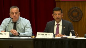IU Provost Rahul Shrivastav at a Bloomington Faculty Council meeting Tuesday afternoon.