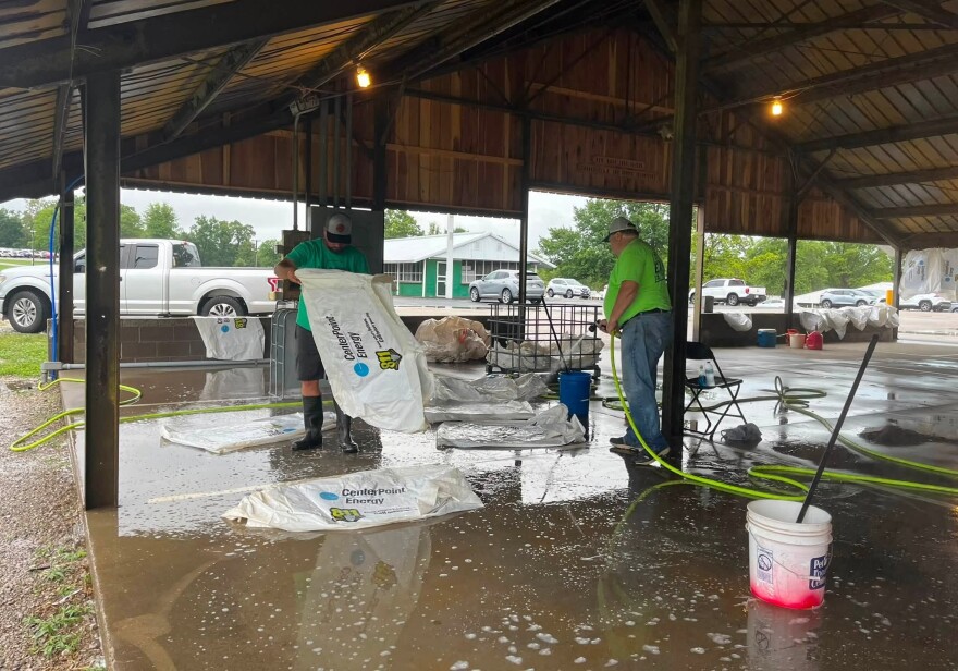 Volunteers prepare for the Vanderburgh County Fair at the 4-H Fairgrounds off Boonville-New Harmony Road