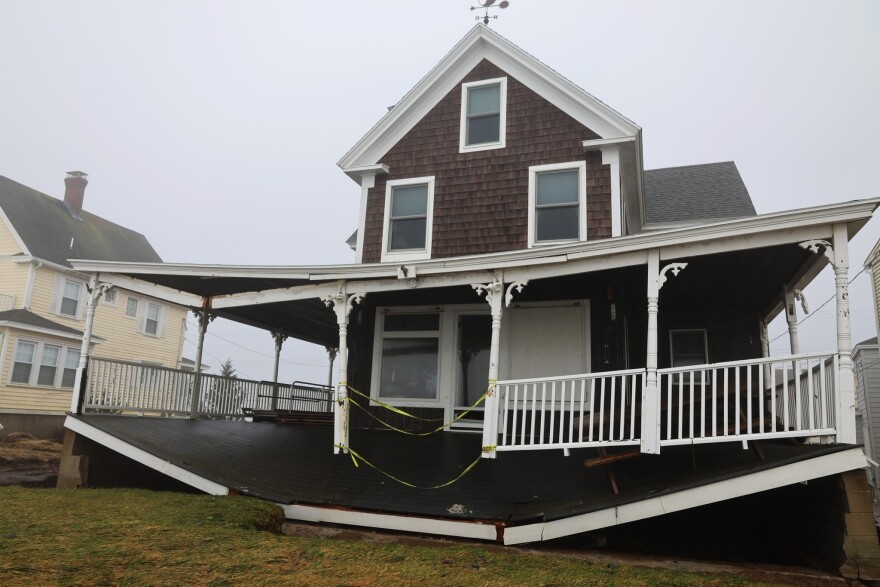 A damaged home in Wells, Maine from a storm on January 13, 2024.