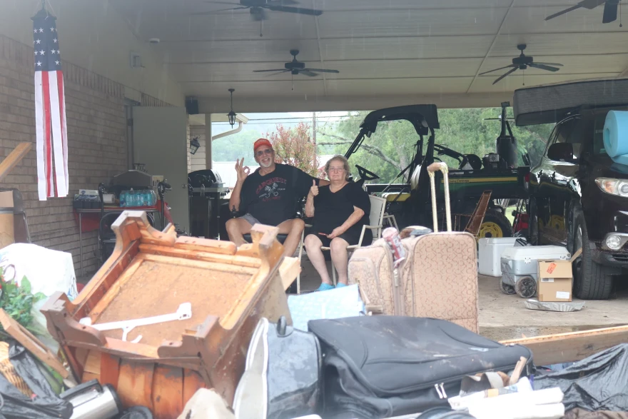 Lilia and Joe Herrera returned to their home in Ingram to find water-logged furniture, sewage, leeches and a 12-inch bass.