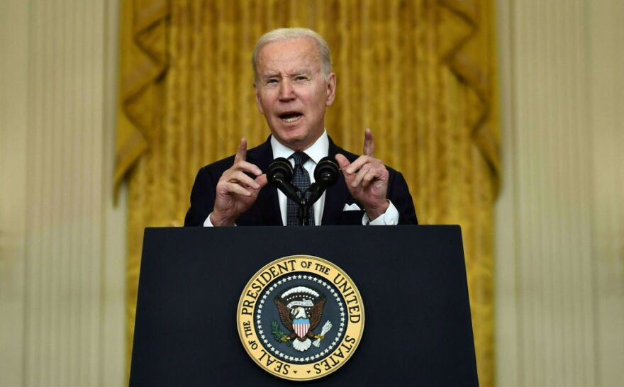 President Biden speaks about Russia and Ukraine in the East Room of the White House on Tuesday.