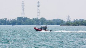 An Erie County Sheriff boat on the Niagara River on July 24, 2025.