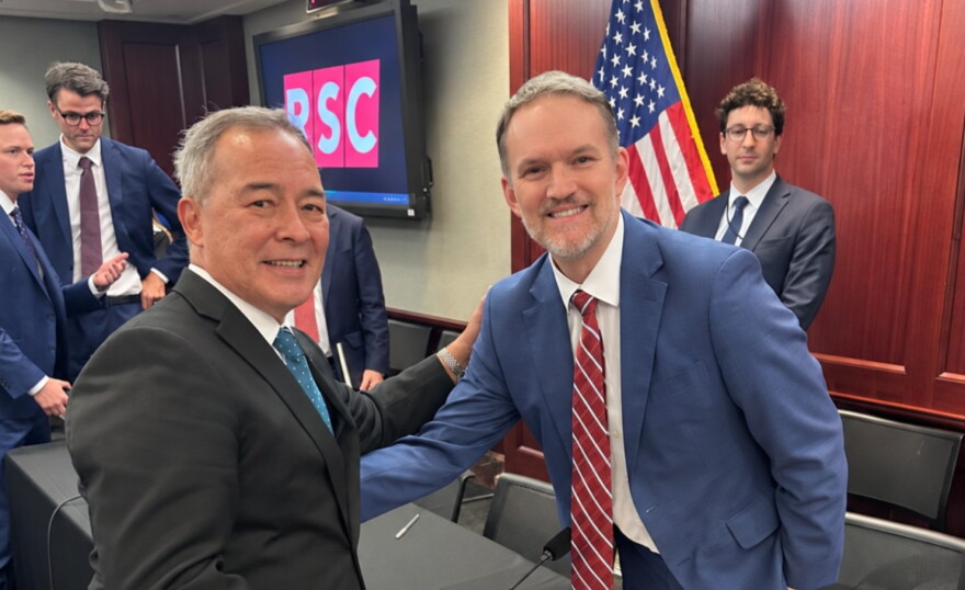 Guam Del. James Moylan meets with federal officials to discuss the additional costs and steps residents now face when sending packages from Guam to the mainland.