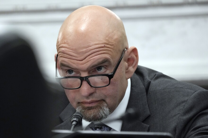 Chairman Sen. John Fetterman, D.Pa., listens during the Senate Agriculture, Nutrition and Forestry subcommittee hearing on SNAP and other nutrition assistance in the Farm Bill, Wednesday, April 19, 2023, on Capitol Hill in Washington. (AP Photo/Mariam Zuhaib)