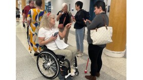 West Michigan disability advocates try out the GoodMaps app launching at the Ford Airport