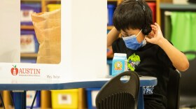 An elementary student in Austin learning at school after it reopened during the pandemic.