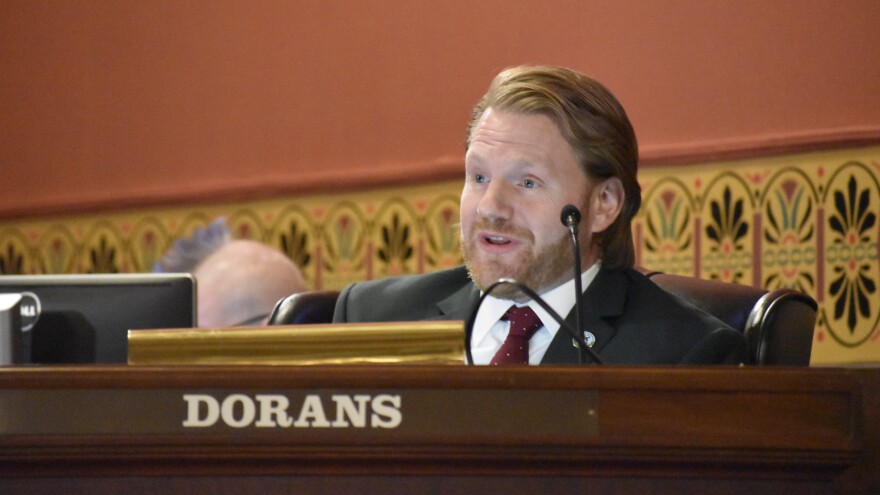 Columbus City Councilmember Rob Dorans speaks at a city council meeting on December 15, 2025.