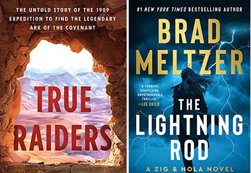 Cover jacket photos for "True Raiders" by Brad Ricca and "The Lightning Rod" by Brad Meltzer