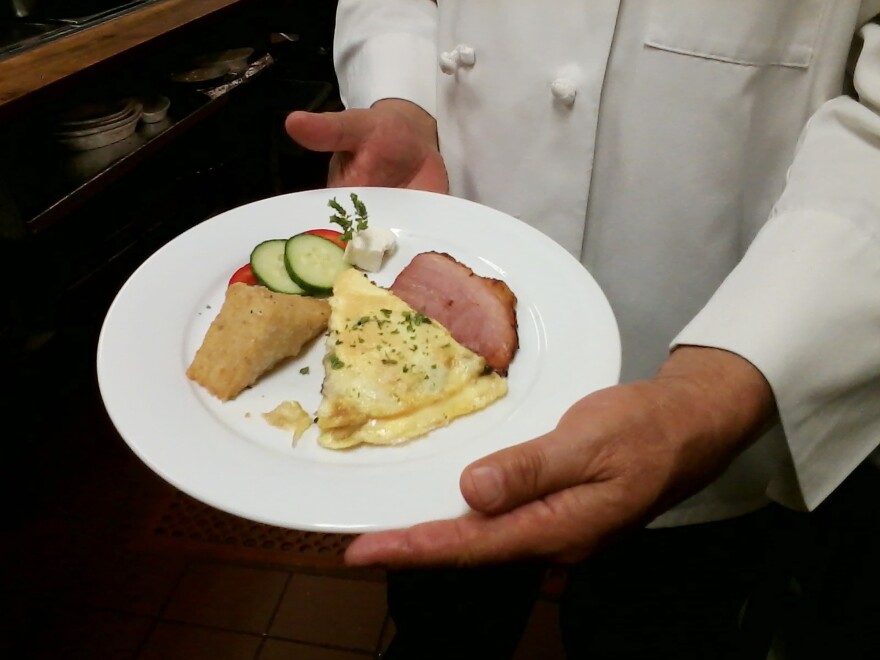 A breakfast dish at Cafe Cimino in Sutton, W.V. includes polenta made with Bloody Butcher corn.