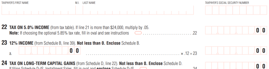 An excerpt from a Massachusetts personal income tax return form.