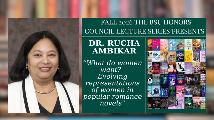 photo of woman, Rucha Ambikar and text in image reads "What do women Want? Evolving Representations of Women in Popular Romance Novels"