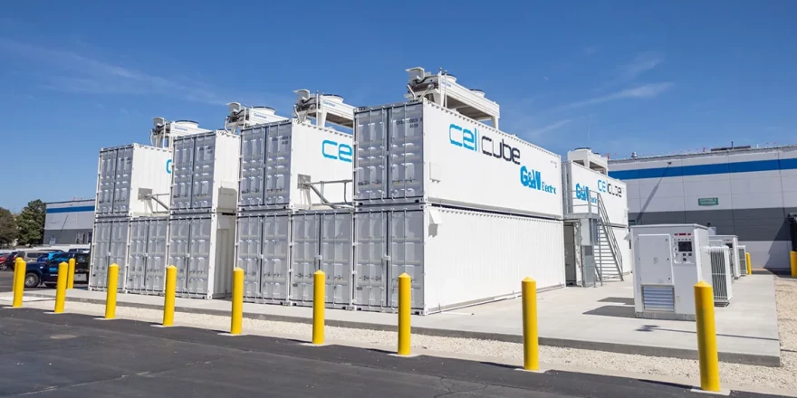 An industrial-scale battery storage facility at G&W Electric in Bolingbrook, which was installed in 2024.