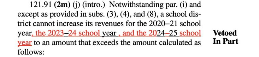 A 2023 veto by Gov. Tony Evers secured increases in school revenue limits through the year 2425.