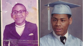 Arwin Smallwood as a young boy and a high school graduate.