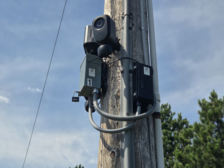 A Flock Safety ALPR device on 30th Street and Ridgeway Avenue in Bemidji on Aug. 21, 2025.