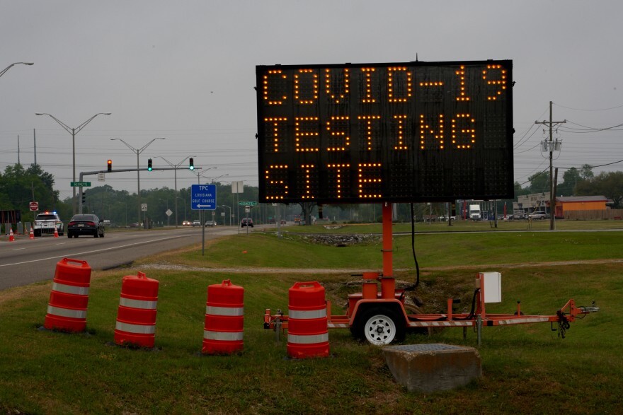 A drive through COVID-19 testing location at Alario Center. New Orleans, Louisiana. April 8, 2020.