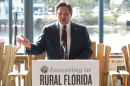 Gov. Ron DeSantis announcing local infrastructure funds at a press conference in Steinhatchee on Wednesday, Jan. 7, 2026.