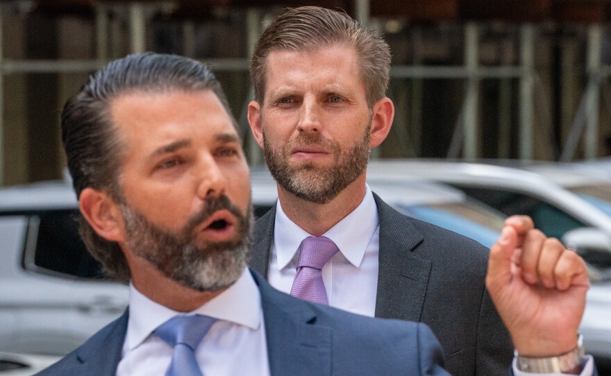 Donald Trump Jr., speaking at a press conference outside of Manhattan Criminal Court where Donald Trump was convicted of 34 felonies, and his brother, Eric, are expected to speak at the RNC this week.