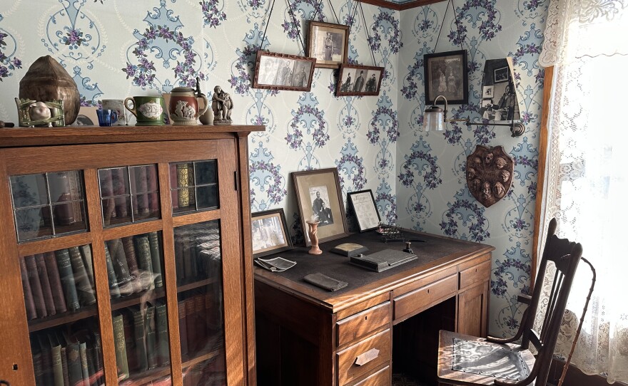 While the home is decorated according to the period, only a few photos exist of how the interior of the home appeared at the end of Dunbar’s life. The “loafing holt,” a room where Dunbar spent time reading and writing, was recreated to match what was found in the photos available.