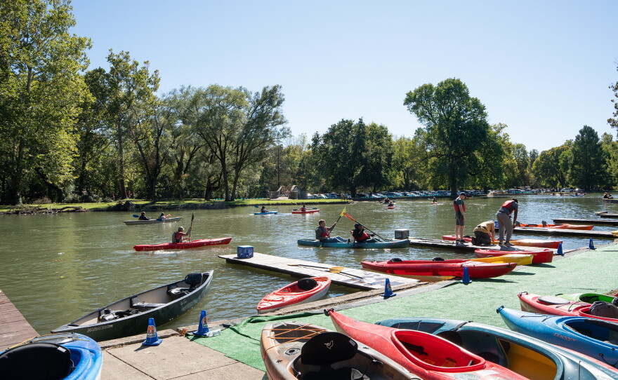 Attendees try kayaking at the Wagner Subaru Outdoor Experience on October 3, 2026.