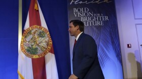 Florida Governor-elect Ron DeSantis arrives for a news conference following a luncheon, Monday, Jan. 7, 2019, in Tallahassee, Fla. DeSantis will be sworn in as governor Tuesday.