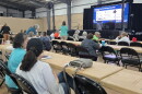 County election volunteers during a break in safety and security training at an expo hall on the rodeo grounds on Sept. 9, 2026