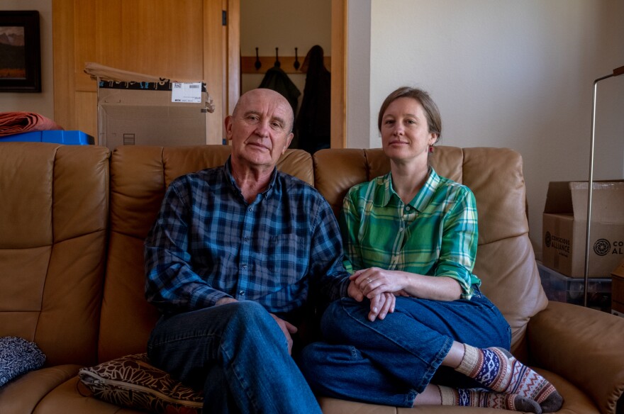 Kazimierz and Zuzanna Jaszczak in Kazimierz's new rental home. Zuzanna happened to be visiting her father when his Superior, Colo., home, where she had been raised, was destroyed by the Marshall Fire.