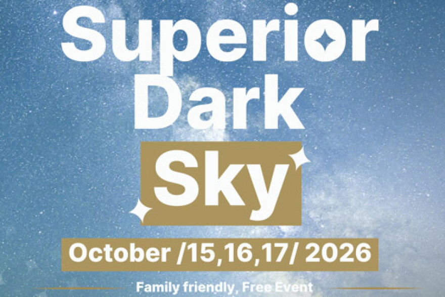 "Superior Dark Sky" written against a starry background